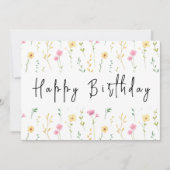 Boho Wildflower Modern Waterverf Happy Birthday Kaart (Voorkant)