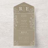 Boho Wildflower Modern Waterverf Wedding All In One Uitnodiging (Binnen)