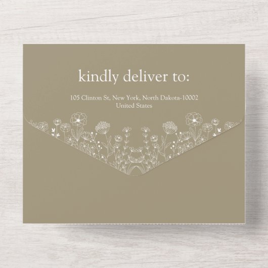 Boho Wildflower Modern Waterverf Wedding All In One Uitnodiging (Achterkant)