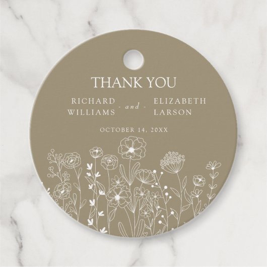 Boho Wildflower Modern Waterverf Wedding Bedankjes Labels (Voorkant)
