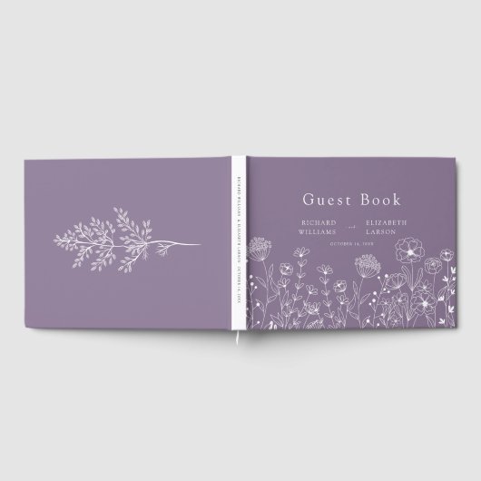 Boho Wildflower Modern Waterverf Wedding Gastenboek (Volledig)