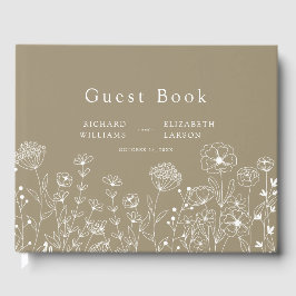 Boho Wildflower Modern Waterverf Wedding Gastenboek