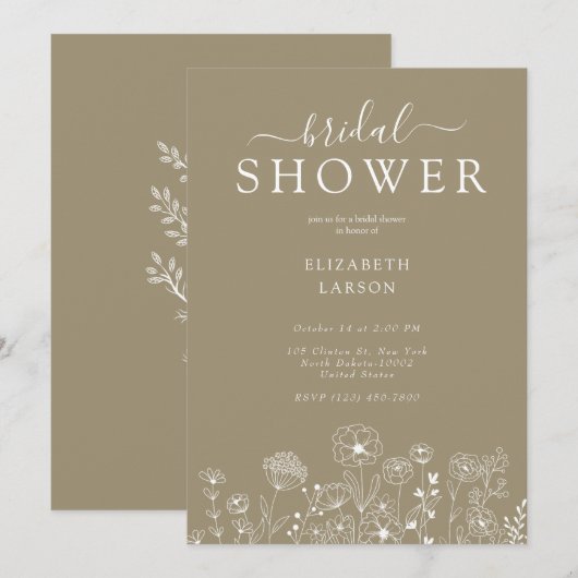 Boho Wildflower Modern Waterverf Wedding Kaart (Voorkant / Achterkant)