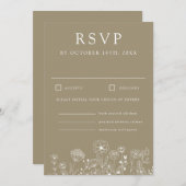 Boho Wildflower Modern Waterverf Wedding Kaart (Voorkant / Achterkant)