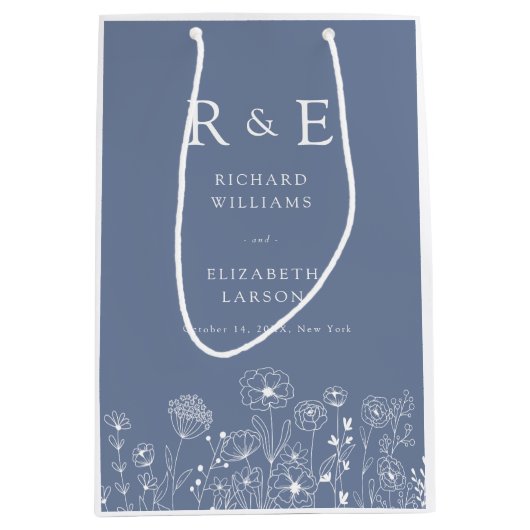 Boho Wildflower Modern Waterverf Wedding Medium Cadeauzakje (Voorkant)