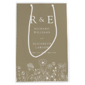 Boho Wildflower Modern Waterverf Wedding Medium Cadeauzakje (Voorkant)