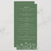 Boho Wildflower Modern Waterverf Wedding Menu (Voorkant / Achterkant)