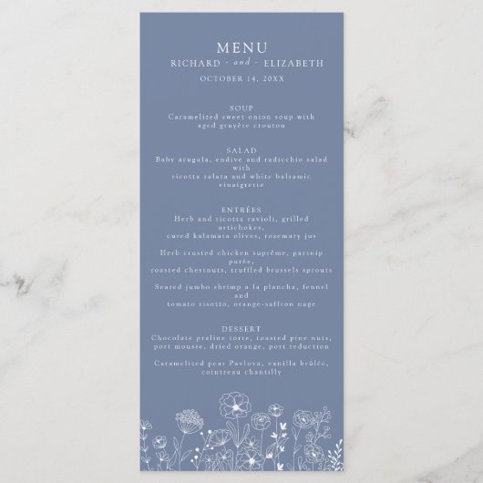 Boho Wildflower Modern Waterverf Wedding Menu (Voorkant)