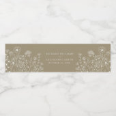 Boho Wildflower Modern Waterverf Wedding Waterfles Etiket (Enkel label)