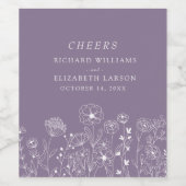 Boho Wildflower Modern Waterverf Wedding Wijn Etiket (Enkel label)