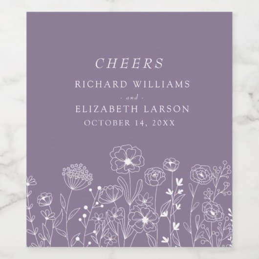 Boho Wildflower Modern Waterverf Wedding Wijn Etiket (Enkel label)