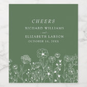 Boho Wildflower Modern Waterverf Wedding Wijn Etiket (Enkel label)