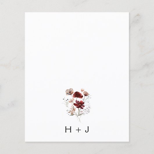 Boho Wildflower Monogram Huwelijksuitnodiging Flyer (Achterkant)
