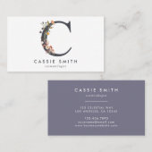 Boho Wildflower Monogram Initiaal C Visitekaartje (Voorkant / Achterkant)