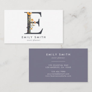 Boho Wildflower Monogram Initiaal E Visitekaartje
