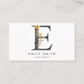 Boho Wildflower Monogram Initiaal E Visitekaartje (Voorkant)