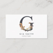 Boho Wildflower Monogram Initiaal G Visitekaartje (Voorkant)