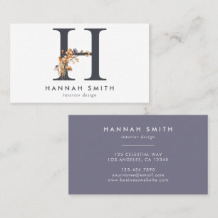 Boho Wildflower Monogram Initiaal H Visitekaartje