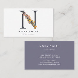 Boho Wildflower Monogram Initiaal N Visitekaartje