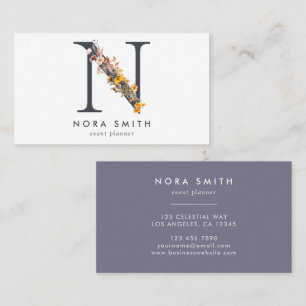 Boho Wildflower Monogram Initiaal N Visitekaartje