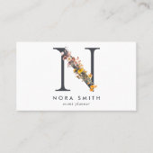 Boho Wildflower Monogram Initiaal N Visitekaartje (Voorkant)