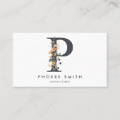 Boho Wildflower Monogram Initiaal P Visitekaartje (Voorkant)