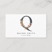 Boho Wildflower Monogram Initiaal Q Visitekaartje (Voorkant)