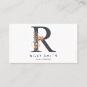 Boho Wildflower Monogram Initiaal R Visitekaartje (Voorkant)