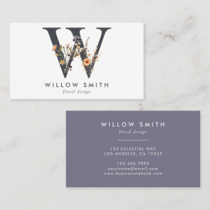 Boho Wildflower Monogram Initiaal W Visitekaartje