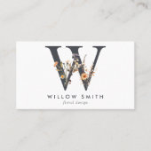 Boho Wildflower Monogram Initiaal W Visitekaartje (Voorkant)
