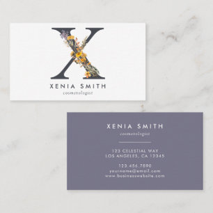 Boho Wildflower Monogram Initiaal X Visitekaartje