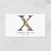 Boho Wildflower Monogram Initiaal X Visitekaartje (Voorkant)