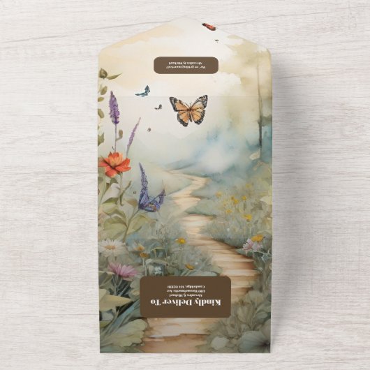 Boho Wildflower Mountain Meadow All In One Uitnodiging (Buitenkant)