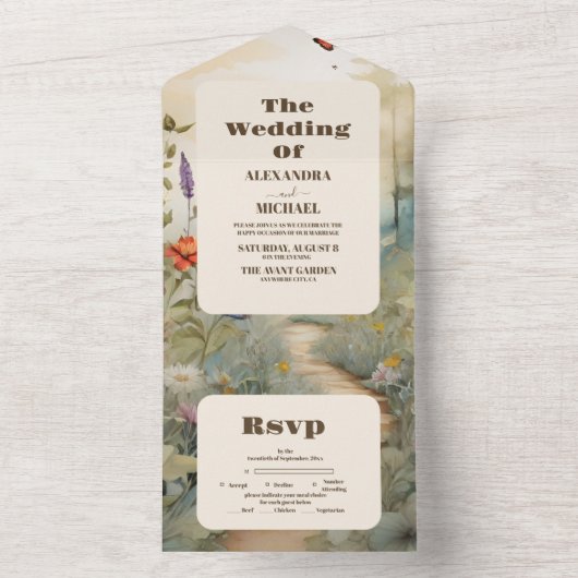 Boho Wildflower Mountain Meadow All In One Uitnodiging (Binnen)