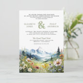 Boho Wildflower Mountain Meadow QR Code Bruiloft Kaart (Staand voorkant)