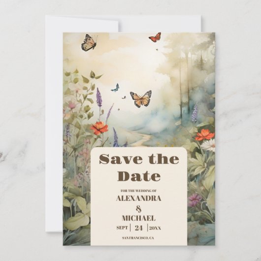 Boho Wildflower Mountain Meadow Save The Date (Voorkant)