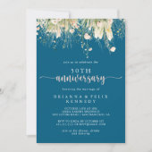 Boho Wildflower Navy 50ste bruiloft Jubileum Kaart (Voorkant)