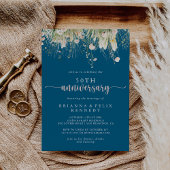 Boho Wildflower Navy 50ste bruiloft Jubileum Kaart