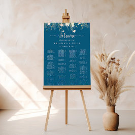 Boho Wildflower Navy Alfabetische Zitenkaart Poster