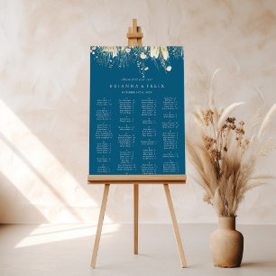 Boho Wildflower Navy Alfabetische Zitenkaart Poster
