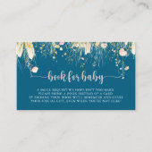 Boho Wildflower Navy Baby shower Boek Aanvraag Informatiekaartje (Voorkant)