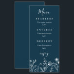 Boho wildflower navy blauwe bruiloft menu<br><div class="desc">Boho eenvoudige navy blauwe wildflower bruiloft menu.</div>