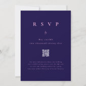 Boho Wildflower Navy Blauwe Roze Trouw QR Code Kaart (Achterkant)
