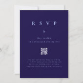 Boho Wildflower Navy Blauwe Roze Trouw QR Code Kaart (Achterkant)