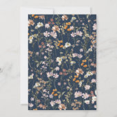 Boho Wildflower Navy Blue Garden Wedding Kaart (Achterkant)