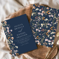 Boho Wildflower Navy Blue Garden Wedding