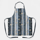 Boho Wildflower Navy Gestreepte Moderne Huisdecora Schort (Voorkant)