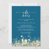Boho Wildflower Navy I Do BBQ Engagement Party Kaart (Voorkant)