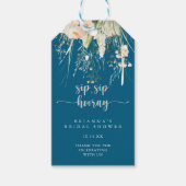Boho Wildflower Navy Sip Hooray Vrijgezellenfeest Cadeaulabel (Voorkant)