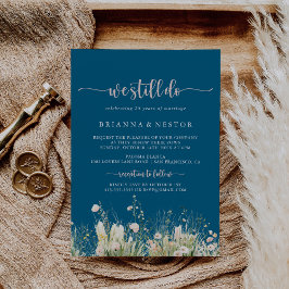 Boho Wildflower Navy We doen nog steeds gelofte va Kaart